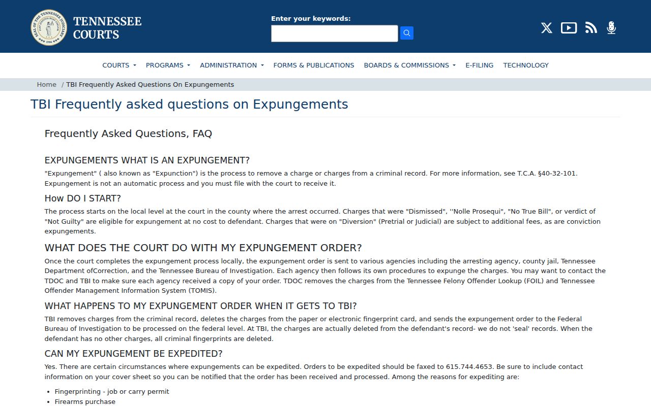 Hardin County criminal case expungement agency routing
