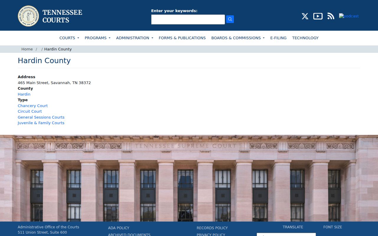 Hardin County criminal court cases building directory