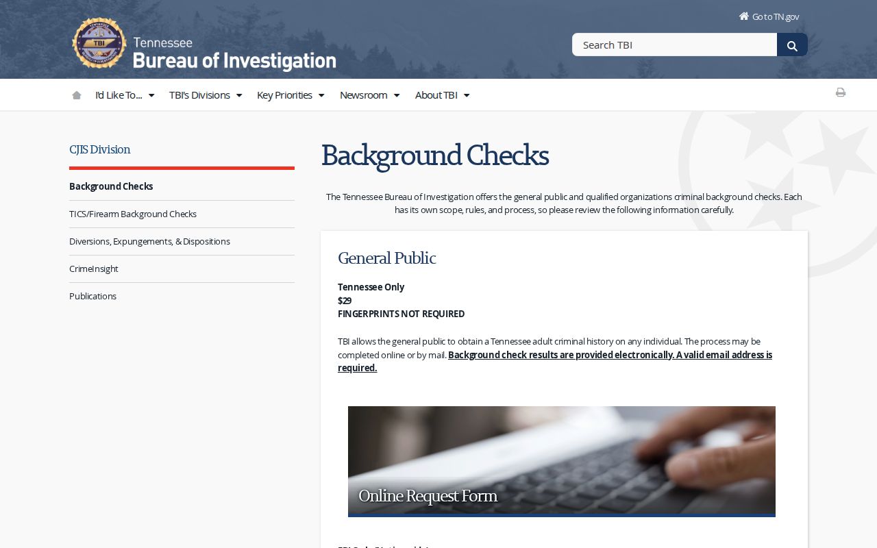 Official Tennessee background check options for Hardin County criminal records