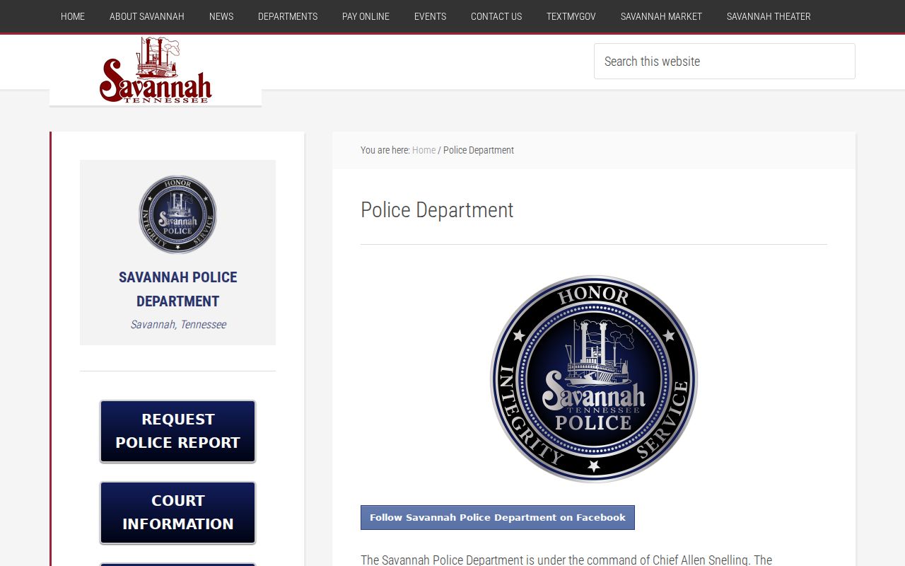 Savannah Police Department criminal report and program page