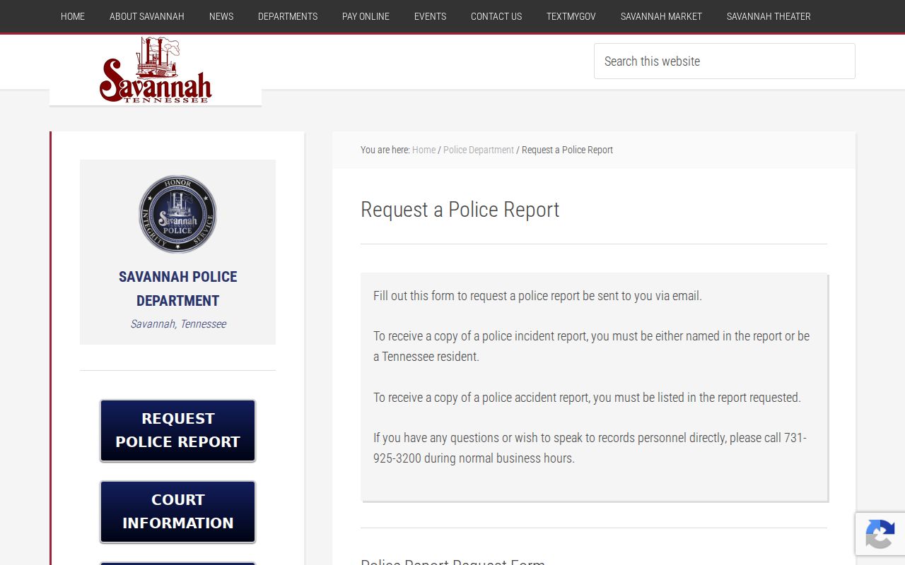 Savannah criminal incident and crash report request form