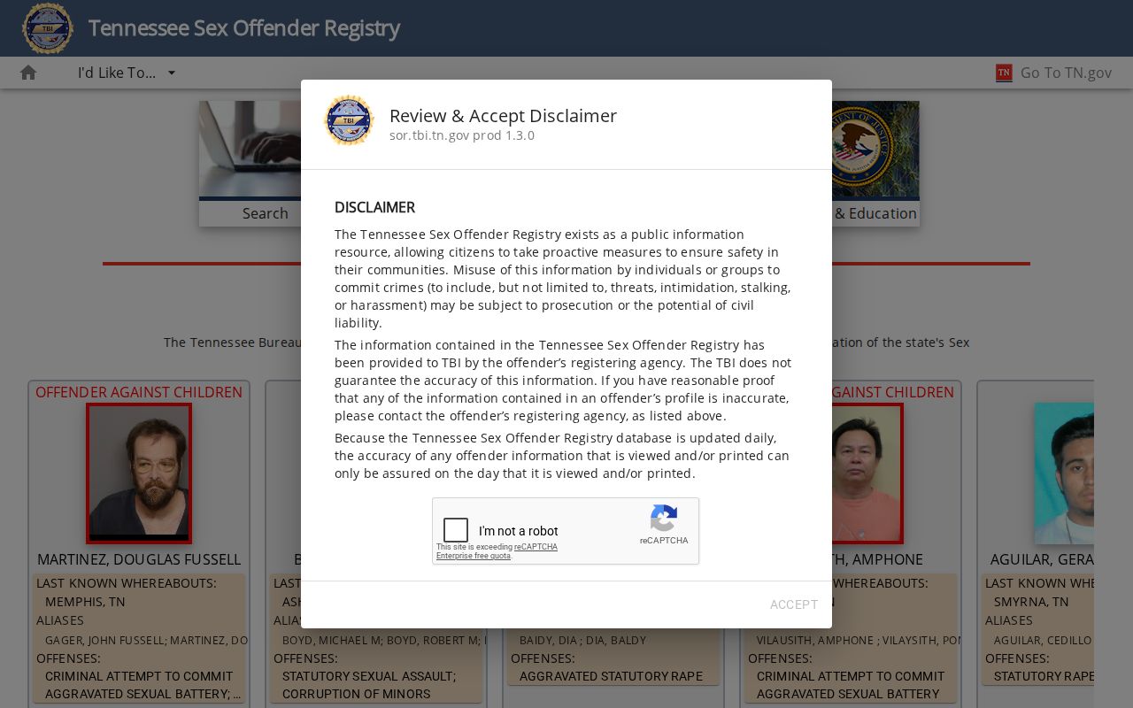 Tennessee registry search for a Hardin County sex offender check
